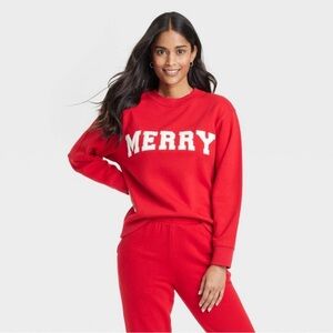 Universal Thread Red 'Merry' Sweatshirt